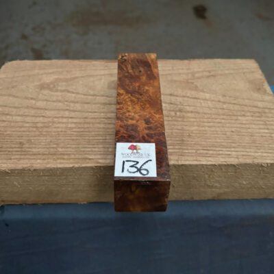Golden Amboyna Burl Knife Blank 150x40x40 mm
