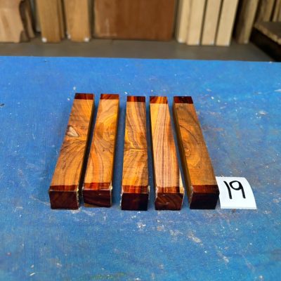 Nicaraguan Cocobolo Pen Blank Set 22x22x150 mm X 5