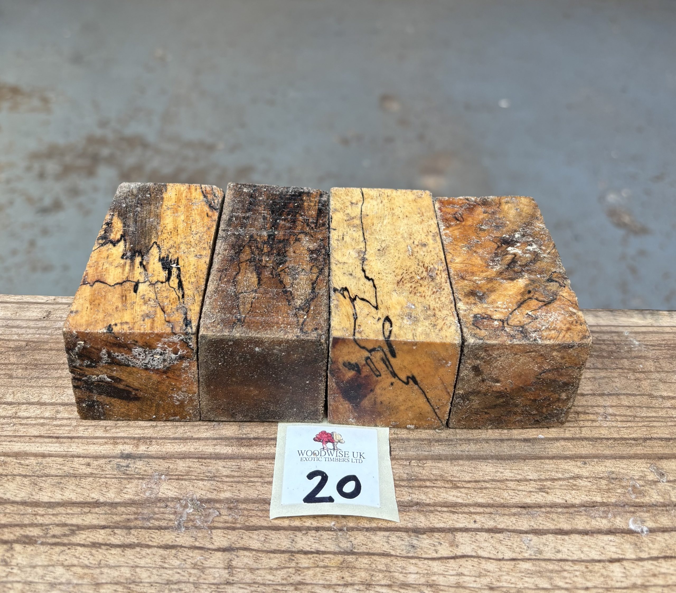Spalted Tamarind Block/Bottle Stopper Blanks (4 Pieces) 40x40x80 mm