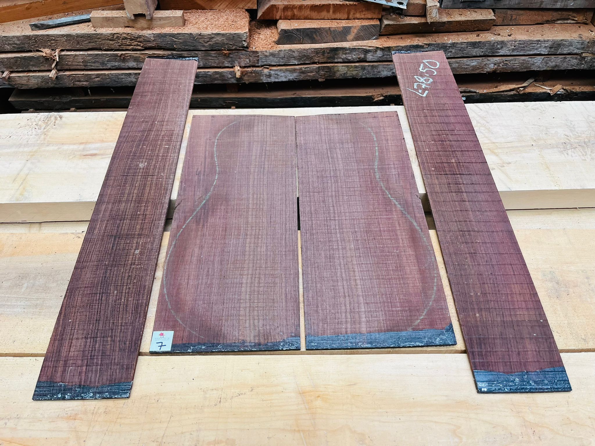 Indian Rosewood Guitar Back and Side Set IR7
