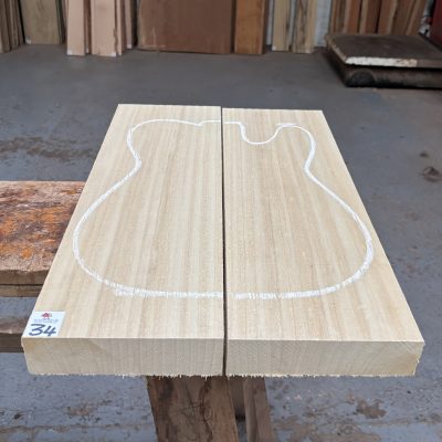 Obeche Guitar Body Blank (2 Pieces) 540x355x46 mm